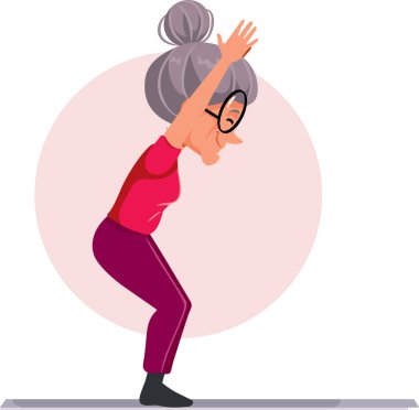 Sportif Yaşlı Kadın Fiziksel Şekil Vektörü İllüstrasyonunda