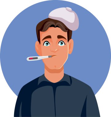 Grip Vektörü İllüstrasyonu 'ndan muzdarip Hasta Adam