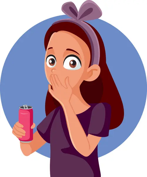 stock vector Girl Burping from a Fizzy Soda Drink Vector Illustration