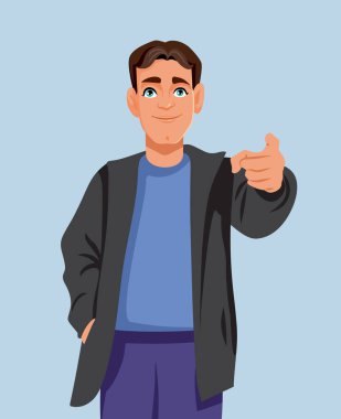 Pozitif Adam Gösterici Vektör Çizgifilmini işaret ediyor