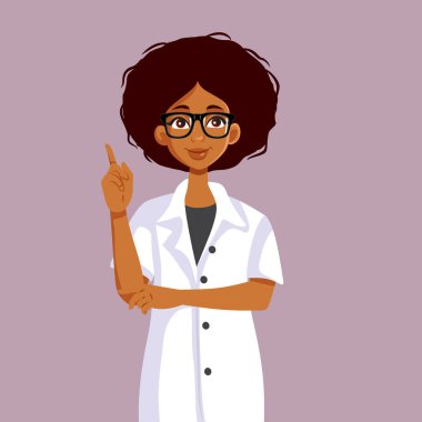 Doktor Kadın İşaret Parmağı Gösteriyor Vektör Çizgi Filmi İllüstrasyonu