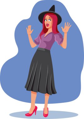 Korkak Cadılar Bayramı Cadısı Korkulu Vektör Çizgi Filmi Karakteri