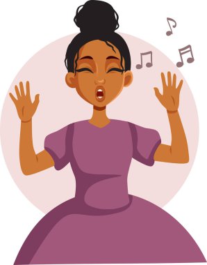 Afrikalı Etnik Kadın Opera Vektörü Resimlerinde Şarkı Söylüyor