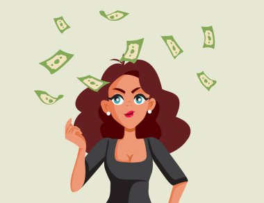 Para ve Kâr Vektörü illüstrasyonunu Düşünen Açgözlü Kadın