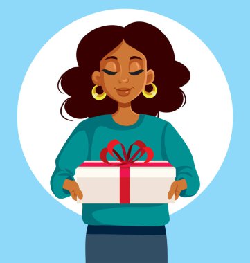 Mutlu Kadın Büyük Doğum Günü Sunucusu Çizgi Filmi İllüstrasyonu