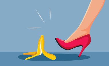 Kadın Muz Kabuğu Vektörü Çizgifilmine Basmak Üzere