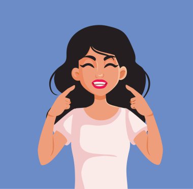 Mutlu Kadın Kusursuz Gülümseyen Vektör Çizimlerini Gösteriyor