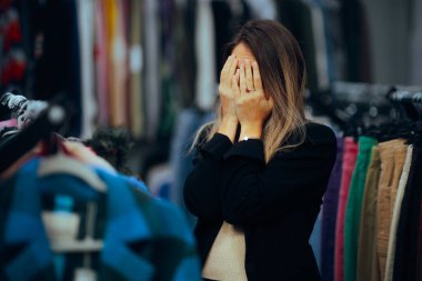 Moda mağazasında Ağlayan Umutsuz Kadın Stresli Hissediyor 