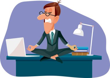 Müdür, Ofis Vektörü çizgi filminde Yoga ile sakinleşiyor