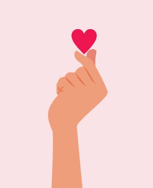 Parmak Vektörü İllüstrasyonuyla El Kalp İşareti Yapıyor