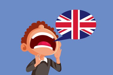 Çocuk Akıcı İngilizce Konuşan Vektör Çizgi Filmi