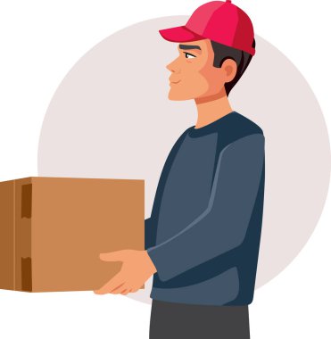 Karton Paket Taşıyıcı İllüzyonu Tutan Teslimatçı