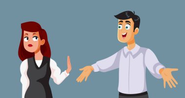 Bir Erkek Arkadaş İllüstrasyonundan Kadın Reddediyor Kucaklaşma