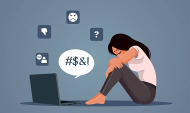 Üzgün Ağlayan Kız Çevrimiçi Vektör Resimlerinde Nefret Dolu Yorumlar Aldı