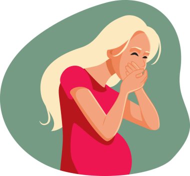 Sick Pregnant Woman Feeling Nauseated Vector Illustration clipart