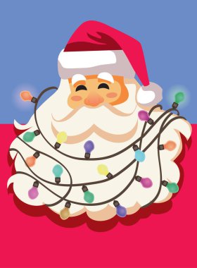 Karmaşık Noel Işıkları Sakal Vektörü Çizgifilminde Noel Baba