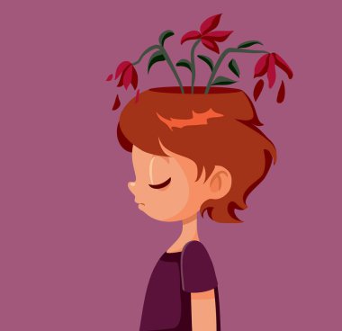Küçük Çocuk Depresyon Vektörü İllüzyonundan Acı Çekiyor