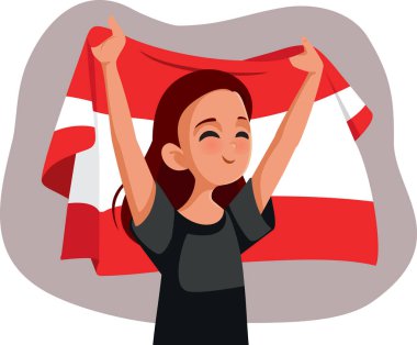 Avusturya Bayrağı Taşıyan Genç Kız Çizgi Film