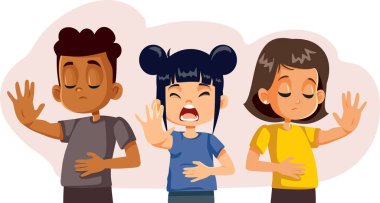 Üzgün Çocuklar Mide Ache Vektörü Çizgi Filminden Acı Çekiyor