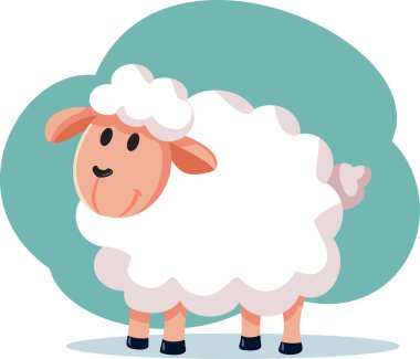 Koyun Karikatürü Hayvan Vektörü Çizim Karakteri
