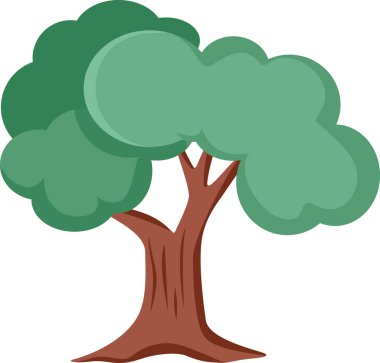 Yeşil Yapraklı Vektör Ağacı Beyaz Arkaplan Simgesi Tasarımı