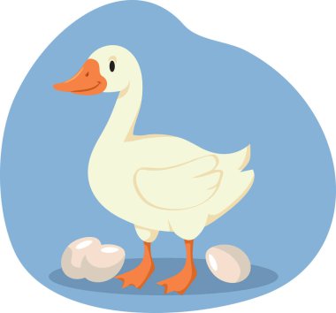 Yumurta Çizgi Filmi Vektör İllüstrasyon Karakteri Maskotlu Kaz