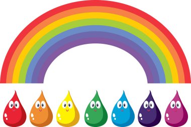 Gökkuşağı Vektörü Çizimi Altında Renklerle Boya Damlaları