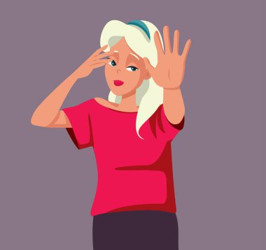 Woman Suffers a Headache Saying Stop Vector Cartoon Illustration clipart