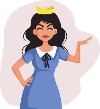 Kendini beğenmiş, ayrıcalıklı, Crown Vector İllüstrasyonu Giyen Kadın