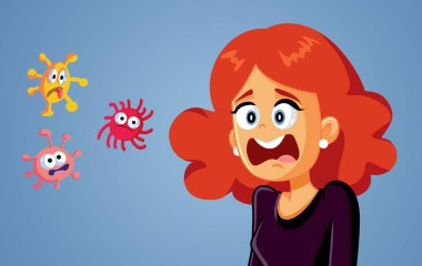 Bakteri Vektörü İllüstrasyonu fobisinden muzdarip Kadın