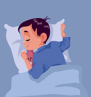 Çocuk Oyuncak Vektörüyle Sakin ve Huzurlu Uyuyor