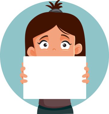 Boş Tabela Taşıyıcı İllüzyonu Tutan Küçük Kız