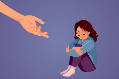 Yardımcı El Vektörü İllüstrasyonuna İhtiyacı Olan Endişeli Kız