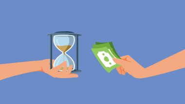 Para Vektörü İllüstrasyonu Karşılığında Değişimde Zaman Veren Kişi