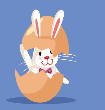Paskalya Tavşanı Yumurta Vektörü Çizgi Filminden Çıktı
