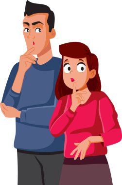 Komik Kafası Karışık Adam ve Kadın Merak Eden Vektör Çizgi Film Çizimi