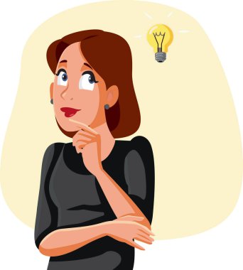 Parlak Zeki Kadın Bir Fikir Vektörü İllüstrasyonu Düşünüyor