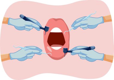 Diş Sağlama Vektörü Çizgi Filmi Çiziminde Ağız