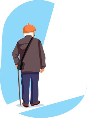 Çubuklu Yaşlı Adam Işık Vektörü İllüzyonuna Yürüyor