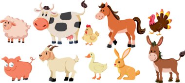 Beyaz Arkaplan Vektör Çizgifilminde Ev Hayvanları Koleksiyonu