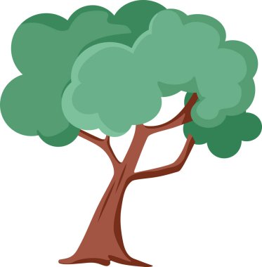 Beyaz Arkaplan Vektörü 'ne izole edilmiş bir ağaç resmi. Doğal olarak büyüyen bir orman ağacının Eko simgesini çiziyor.