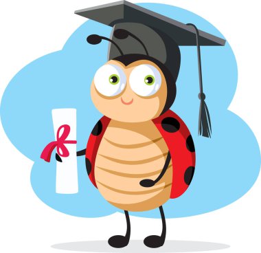 Uğur Böceği Maskotu Anaokulu Vektör Çizgi Filmi Karakteri