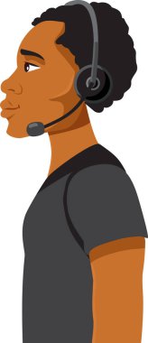 Kulaklık Profili Vektörü Avatar ile Çağrı Merkezi İşçisi