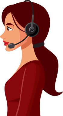 Çağrı Merkezi Kadın Vektör İllüstrasyonunun Profili