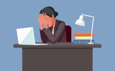 Mutsuz Ofis İşçisi Depresyondaki Vektör Resmini Çekiyor