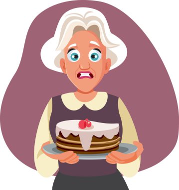 Büyükanne Pasta Vektörü Çizgi Filmini Yapamadı