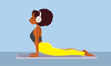 Kobra Poz Veren Yoga Çizimi 'ndeki Tasasız Kadın