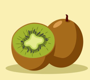 Bir Vektör Kiwi Meyve Vektörü Çizimi