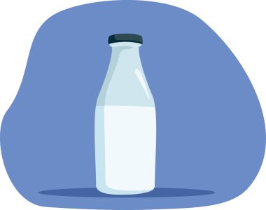 Mavi Arkaplanda Bir Şişe Süt Gösterimi