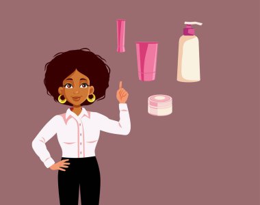 Siyahi Etnik Kadın Cilt Bakımı Düzenli Çizgi Filmi Gösteriyor